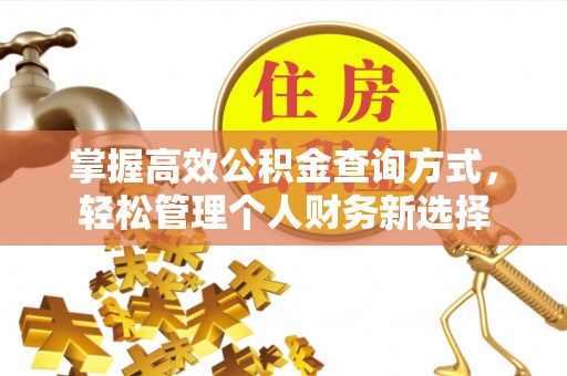 汝城掌握高效公积金查询方式，轻松管理个人财务新选择